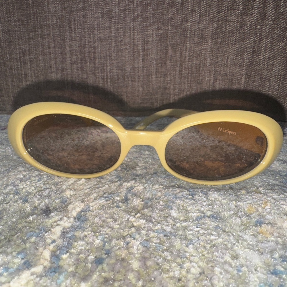 Le Specs Green Retro Oval Sunglasses